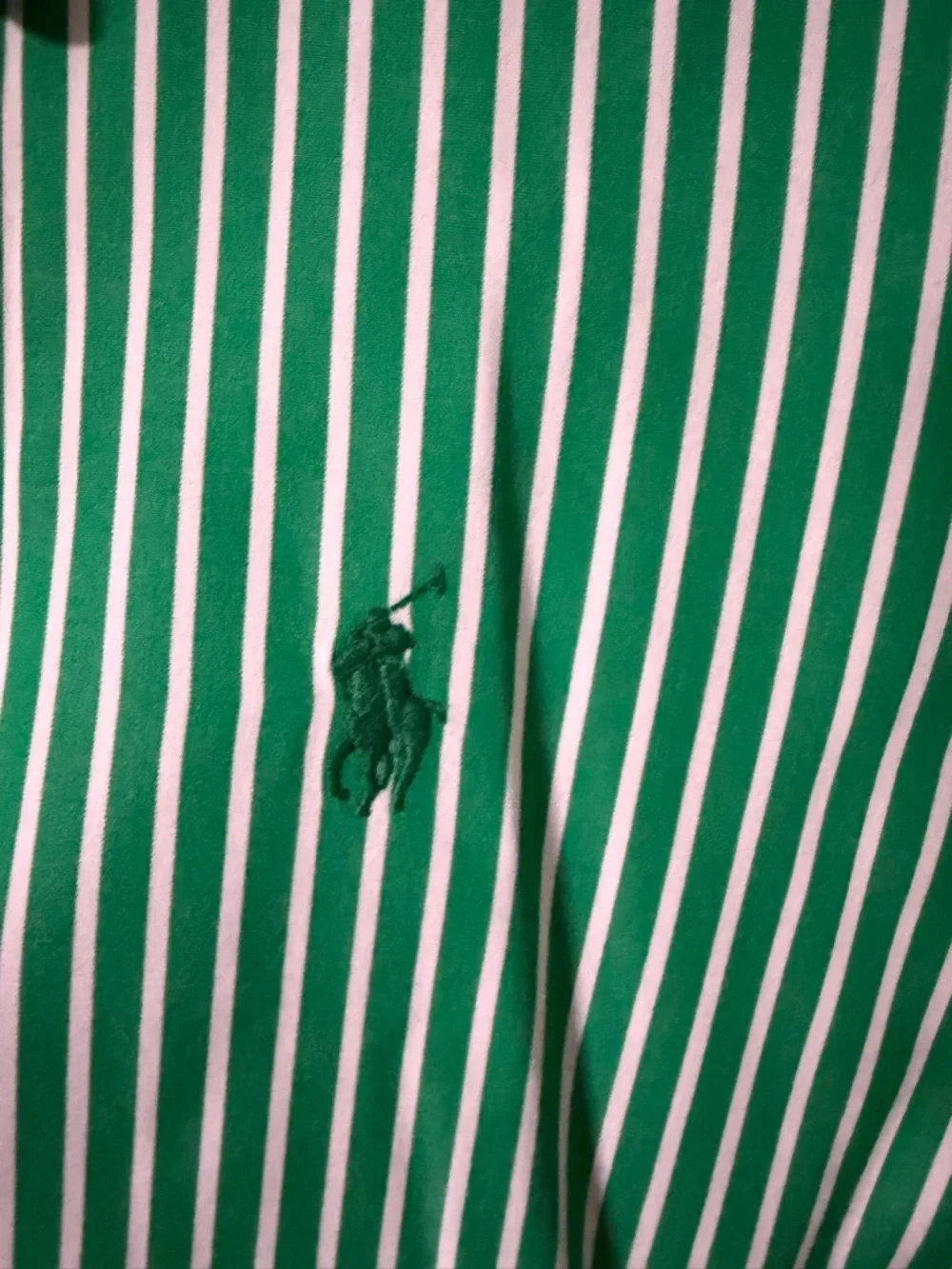 Ralph Lauren Green and White Striped Button-Down Dress Shirt - Picture 3 of 4